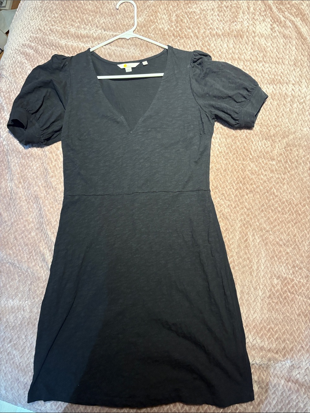 Boden Little Black V-Neck Puff-Sleeve Dress